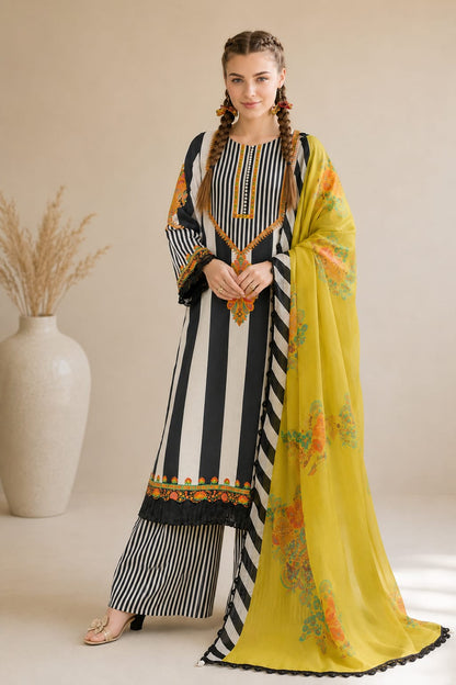 SR-D360 Digital Printed Lawn Suit 3pc With Lawn Digital Printed Dupatta