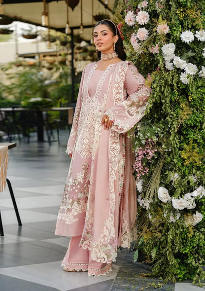 SR-EL2710 Lawn Unstitched Embroidered 3pc Suit With Cotton Net Embroidered Dupatta