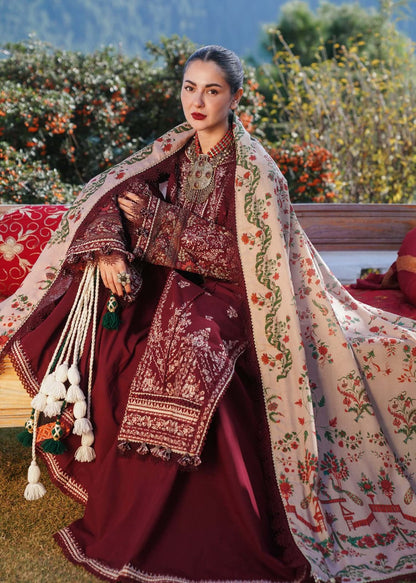 SR-HR890 Unstitched Heavy Embroidered Dhanak Suit With Embroidered Dhanak Shawl