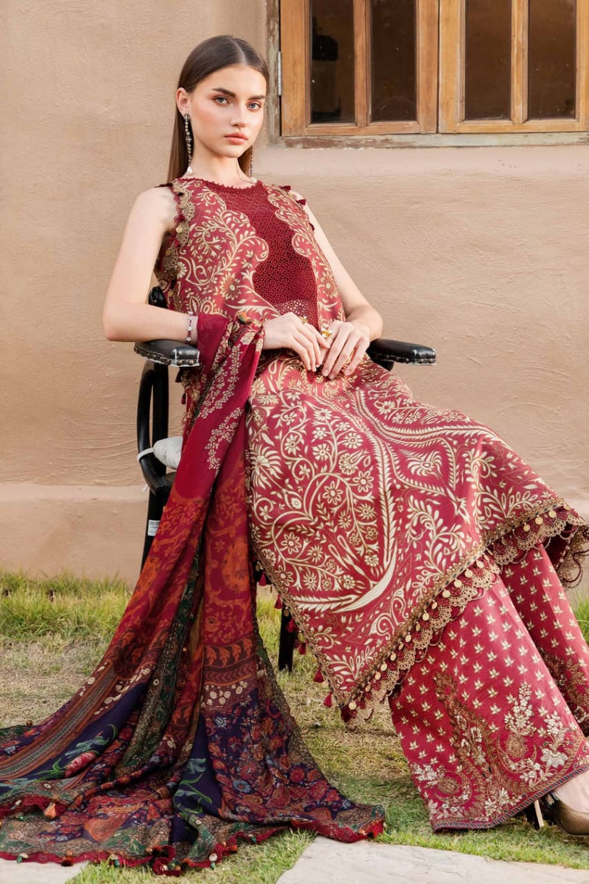 SR-MB478 Unstitched Digital Printed Lawn Suit 3pc With Voil Lawn Digital Printed Dupatta & Embroidered Patches
