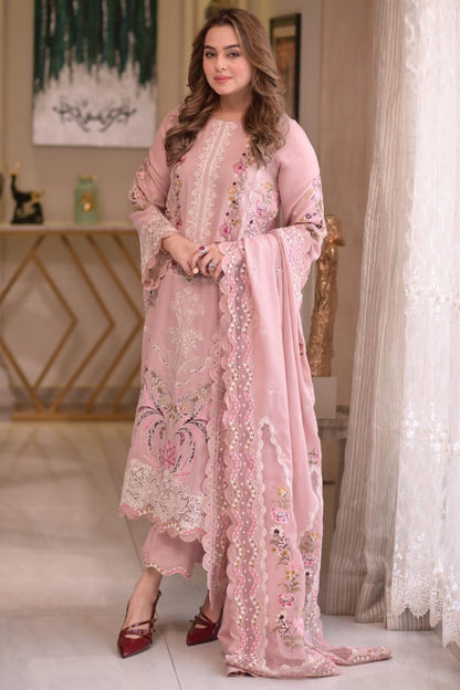 SR-AS2735 Lawn Unstitched Embroidered 3pc Suit With Lawn Embroidered Dupatta