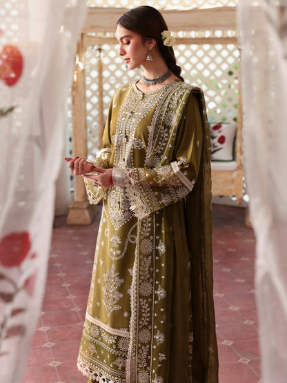 SR-MR590 Unstitched Heavy Embroidered Lawn Suit With Embroidered Bamber Chiffon Dupatta