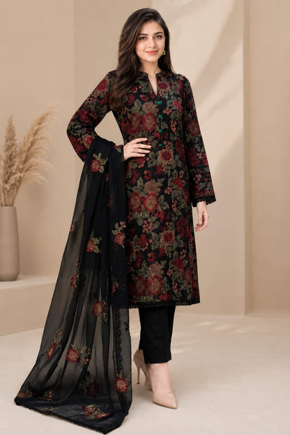 SR-BR345 Lawn Unstitched Embroidered 3pc Suit With Embroidered Bamber Chiffon Dupatta