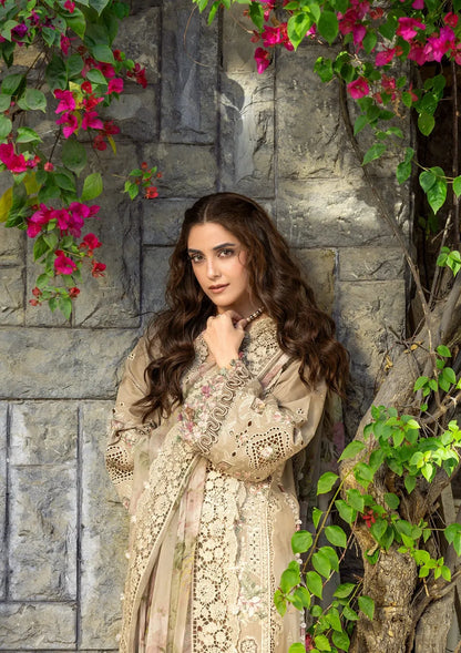 ELAF-3PC LAWN EMBROIDERED SHIRT WITH CHIFFON PRINTED EMBROIDERED DUPATTA AND TROUSER-BIC-4808