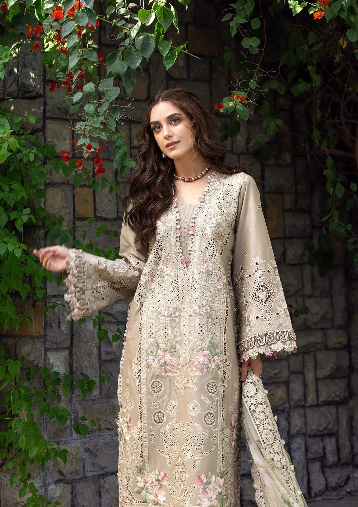 ELAF-3PC LAWN EMBROIDERED SHIRT WITH CHIFFON PRINTED EMBROIDERED DUPATTA AND TROUSER-BIC-4808