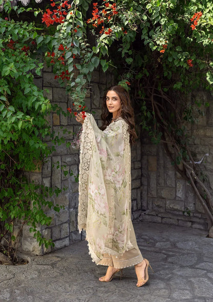 ELAF-3PC LAWN EMBROIDERED SHIRT WITH CHIFFON PRINTED EMBROIDERED DUPATTA AND TROUSER-BIC-4808