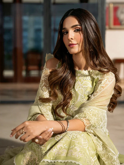 IZEL-3PC LAWN EMBROIDERED SHIRT WITH KHAADI NET EMBROIDERED DUPATTA AND TROUSER-BIC-4503