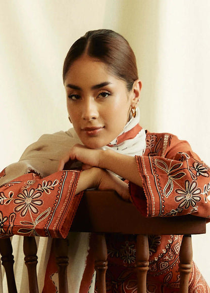 SR-ZS2555(B) Unstitched Embroidered Lawn 3pc Suit With Cotton Lawn Printed Dupatta