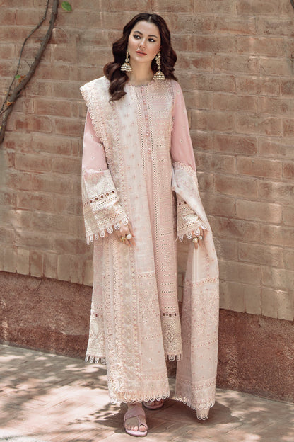 JAZMIN-3PC LAWN CHIKANKARI EMBROIDERED SHIRT WITH KHADDI NET EMB DUPATTA AND TROUSER -BIC-4552
