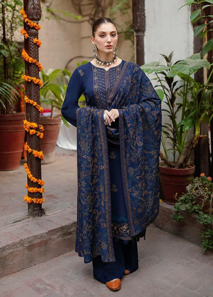 SR-MB605 Unstitched Embroidered Dhanak Wool Suit With Embroidered Dhanak Shawl