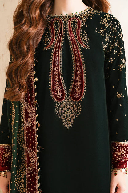 SR-999 Embroidered 9000 Micro Velvet 3Pc With Embroidered Chiffon Dupatta