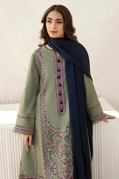 SR-JZ710 Unstitched Fully Embroided Dhanak Suit With Dhanak Dupatta