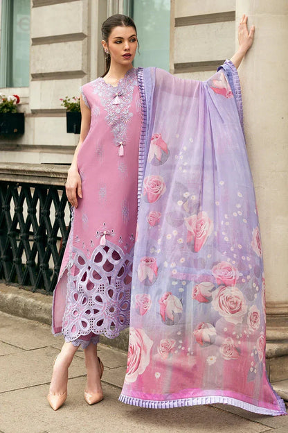 SR-MS2570B  Unstitched Embroidered Lawn 3pc Suit With Cotton Lawn Printed Dupatta