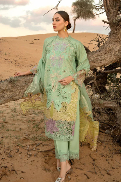 SR-816 Lawn Embroidered 3pc With Embroidered Organza Dupatta