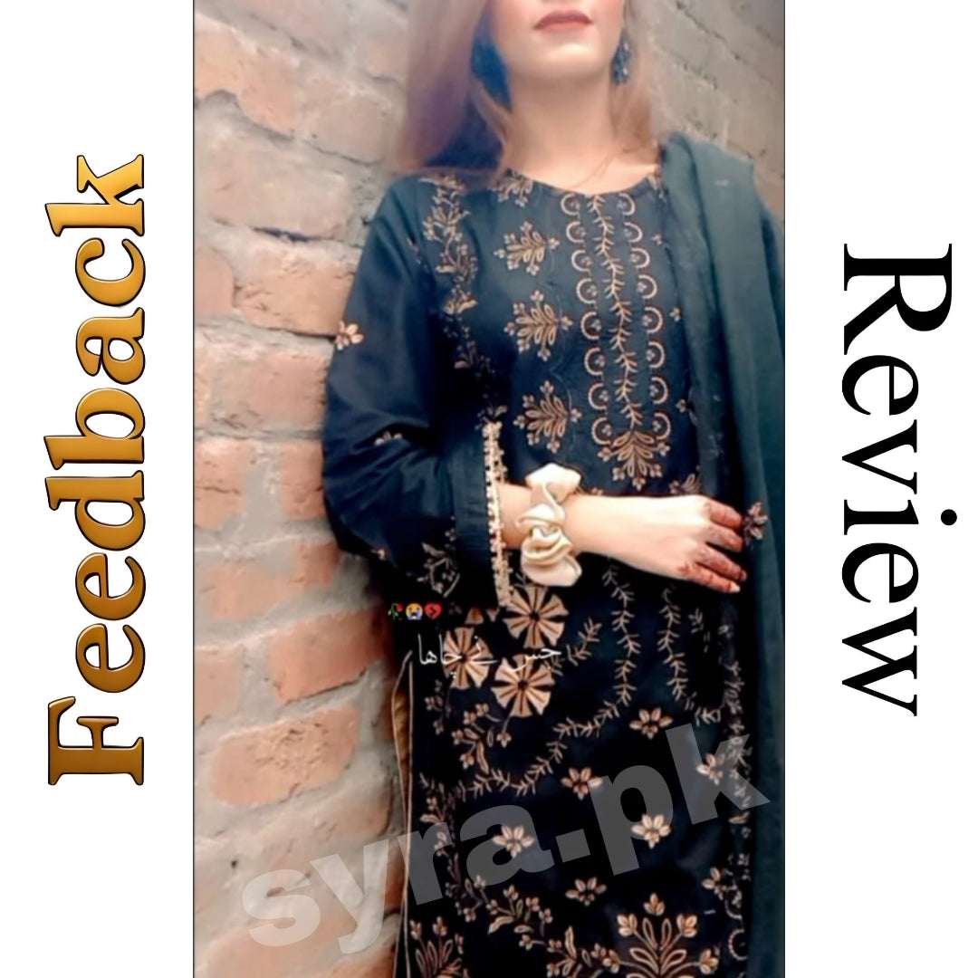 SR-NS32 Un-Stitched Dhanak Embroidered 3pc With Dhank Embroidered Shawl
