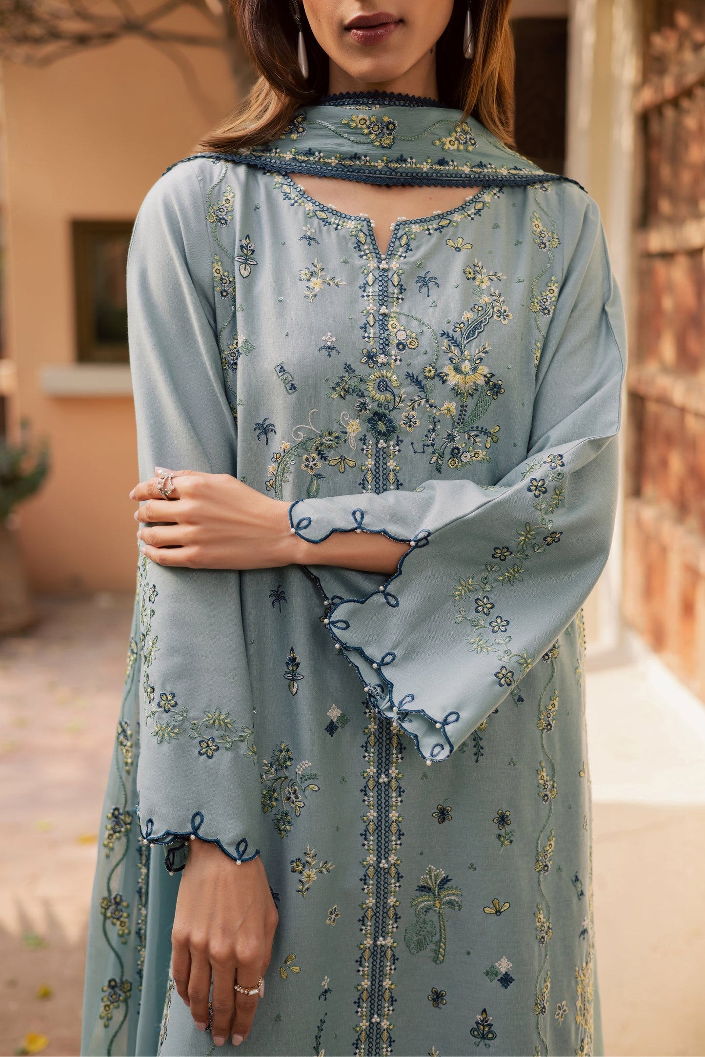 BATIK-3PC LAWN EMBROIDERED SHIRT WITH KHADDI NET EMB DUPATTA AND TROUSER-BIC-4750