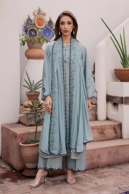 BATIK-3PC LAWN EMBROIDERED SHIRT WITH KHADDI NET EMB DUPATTA AND TROUSER-BIC-4750